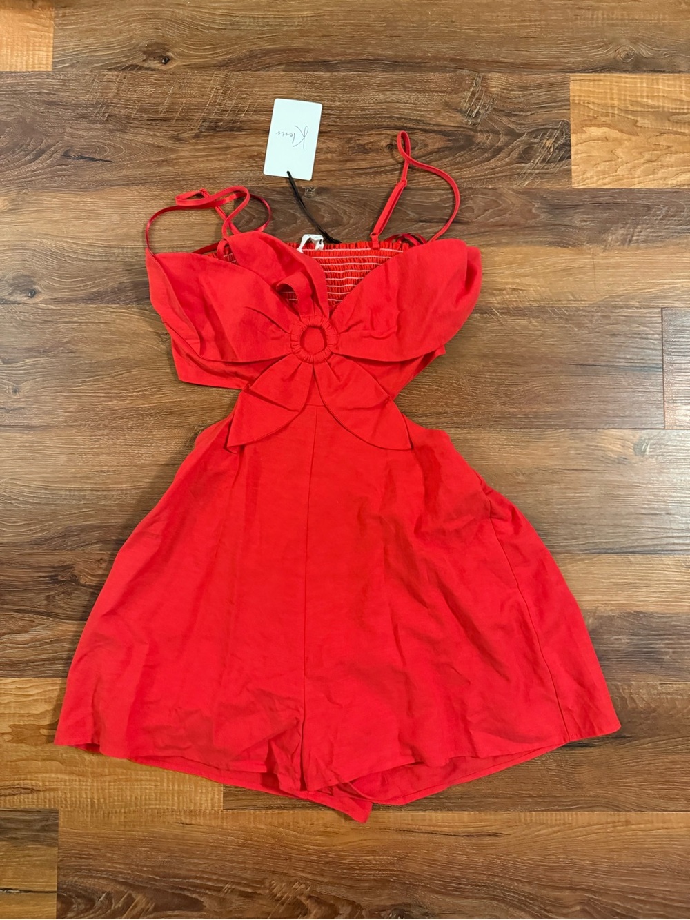 Klarna Red Cutout Floral Front Romper